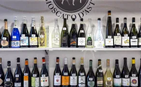 A Moscato di Asti selection at the Douja d'or festival in Asti, 2025.